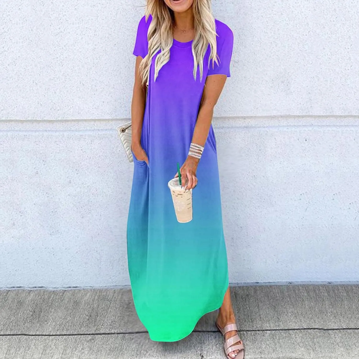 Ceboyel Women's Summer Dresses 2023 Casual Long Maxi Dress Short Sleeve Tshirt Dresses Boho Trendy Hawaiian Beach Clothing