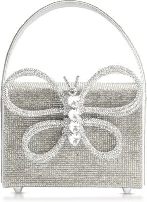 Clutch Purses for Women, Butterfly Rhinestone Evening Bag, Square Small Tote Bag, Handbag for Wedding, Prom, Parties, Travel(Silver)