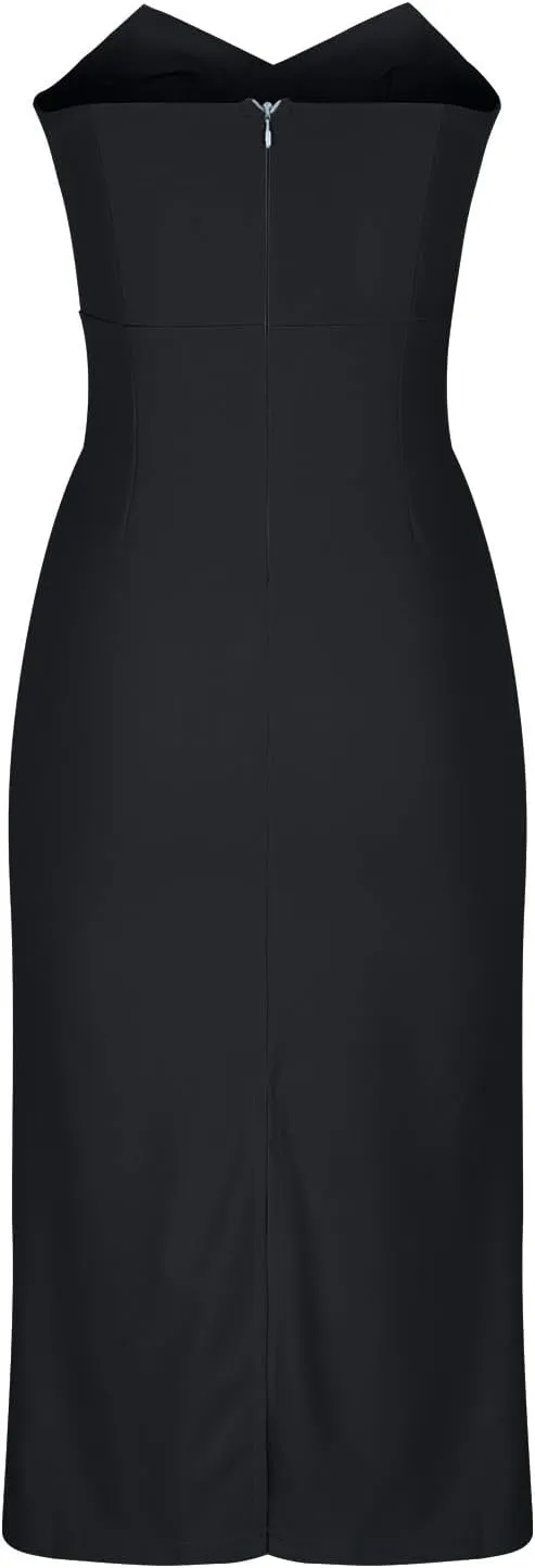 Cocktail Dresses for Women 2024 Elegant V Neck Sleeveless Strapless Bodycon Midi Dress Sexy Party Wedding Guest Dress