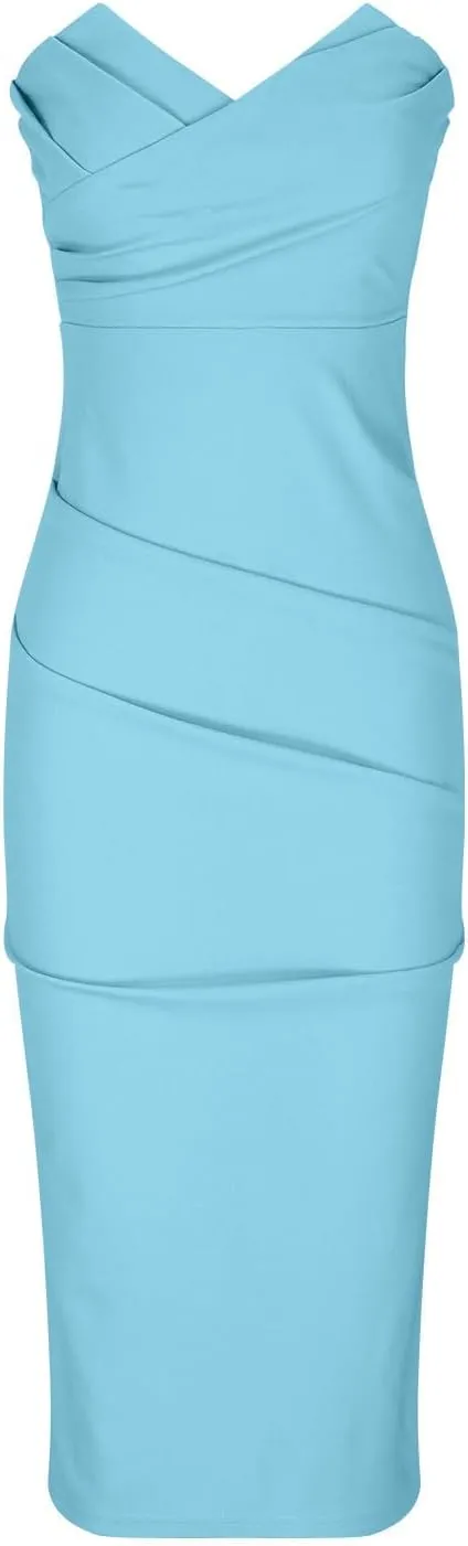 Cocktail Dresses for Women 2024 Elegant V Neck Sleeveless Strapless Bodycon Midi Dress Sexy Party Wedding Guest Dress