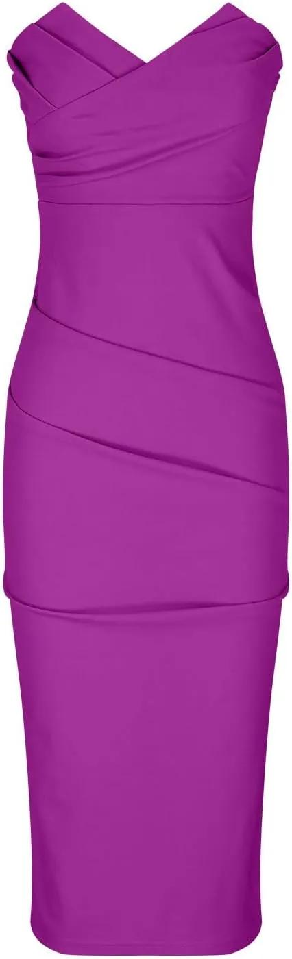 Cocktail Dresses for Women 2024 Elegant V Neck Sleeveless Strapless Bodycon Midi Dress Sexy Party Wedding Guest Dress