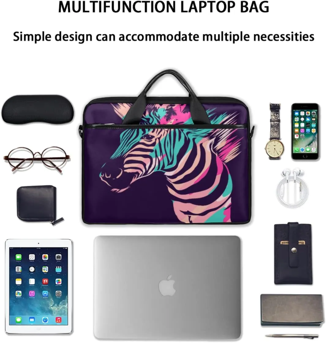 Colorful Animal Print Laptop Shoulder Messenger Bag Waterproof Laptop Briefcase with Handle and Padded Strap Case Sleeve