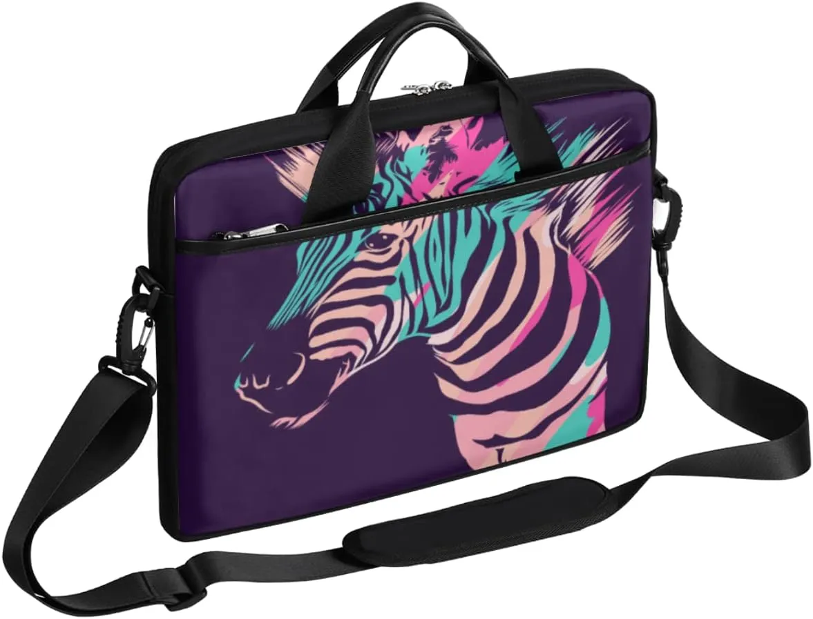 Colorful Animal Print Laptop Shoulder Messenger Bag Waterproof Laptop Briefcase with Handle and Padded Strap Case Sleeve