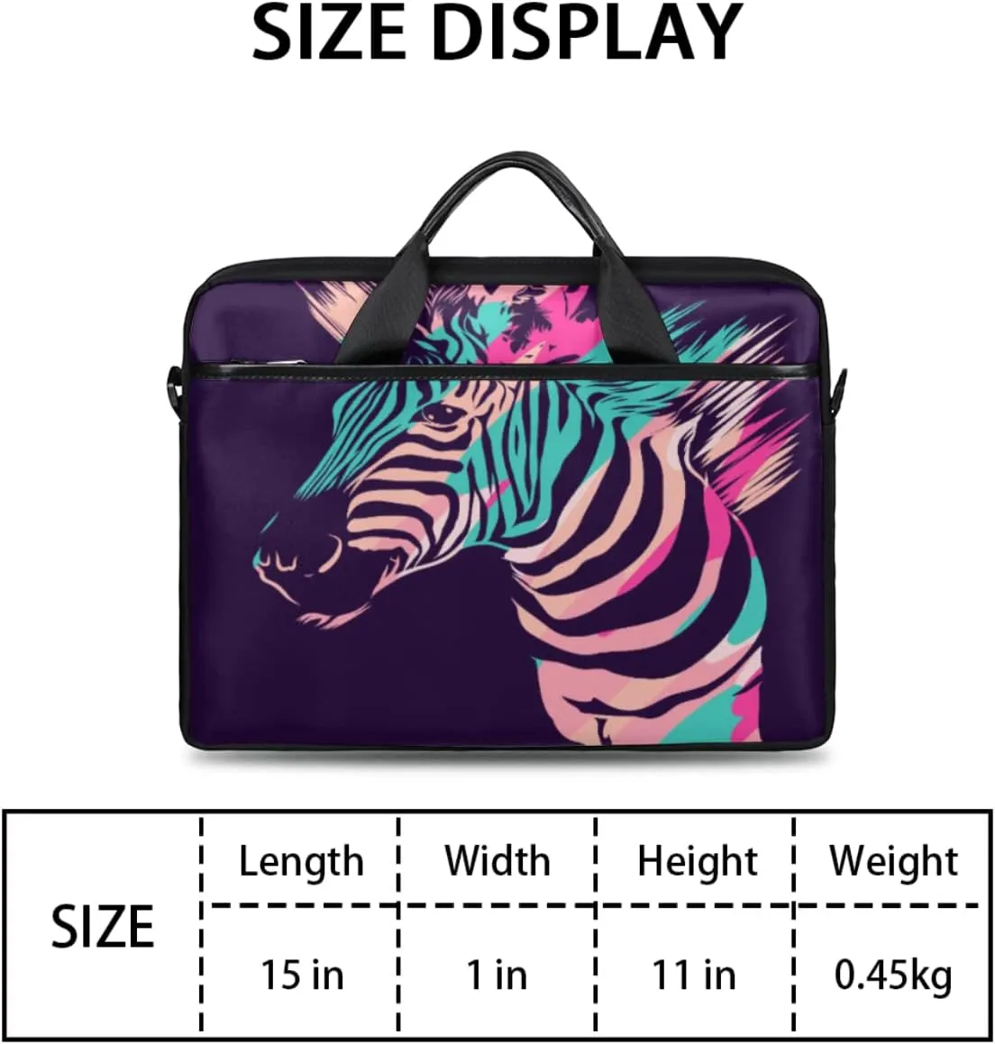 Colorful Animal Print Laptop Shoulder Messenger Bag Waterproof Laptop Briefcase with Handle and Padded Strap Case Sleeve