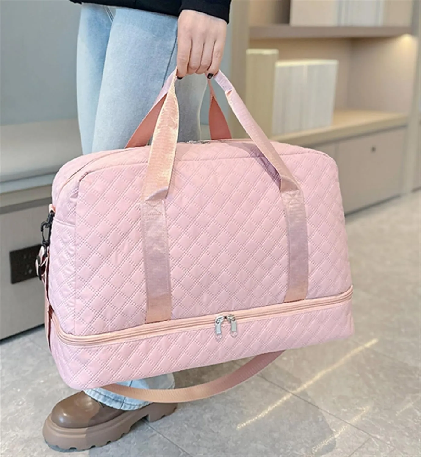 Convertible Suit Travel Bag Weekender Bags For Women Travel Duffle Bag Large Capacity Overnight Bag Shoe Compartment hanging garment duffel bag (Color : C, Size : 52 * 25 * 30cm)