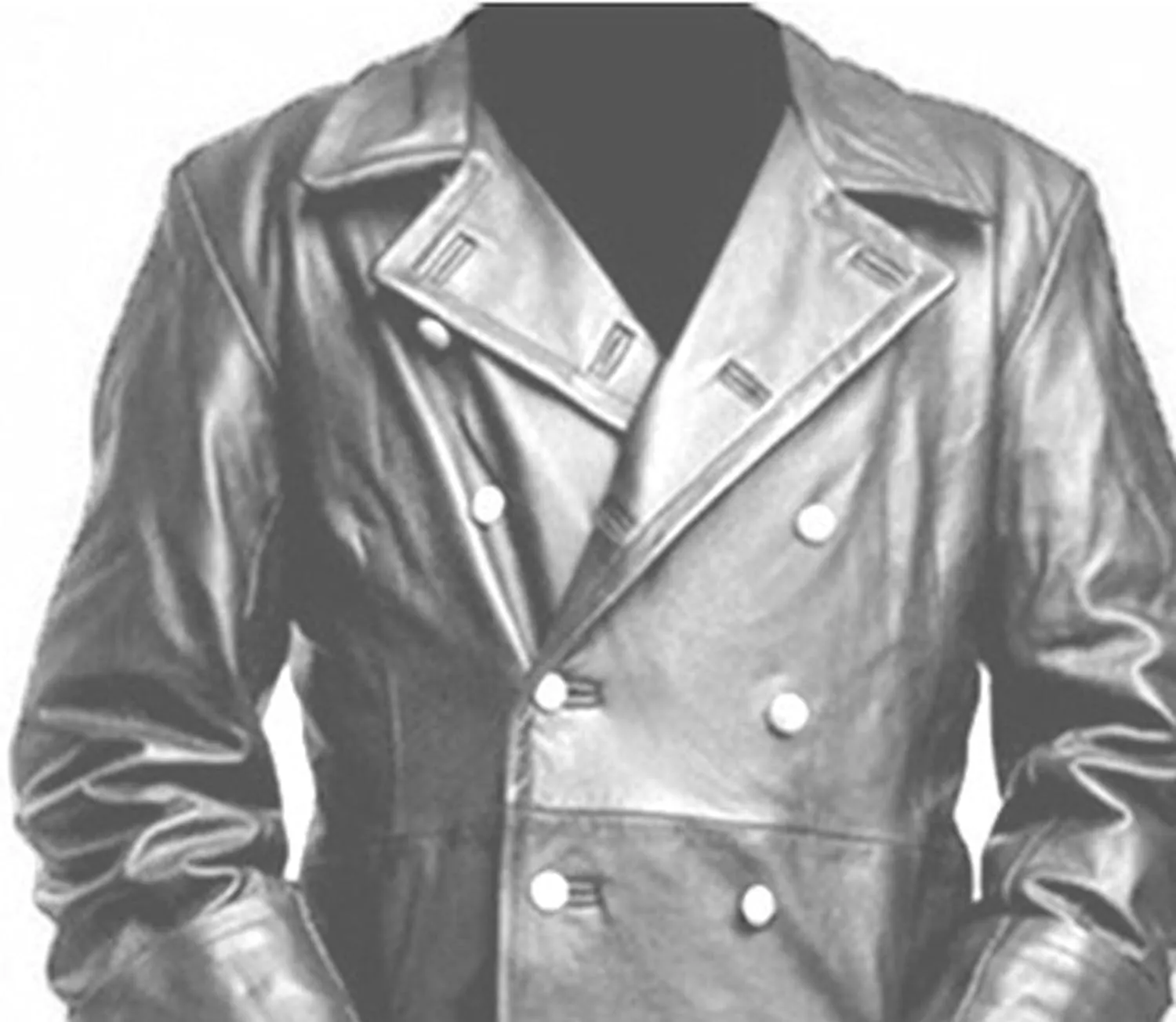 DGHM-JLMY Mens Fashion Double-Breasted Trench Coat Solid Color Long Leather Coats Slim Faux Leather Jacket Outwear