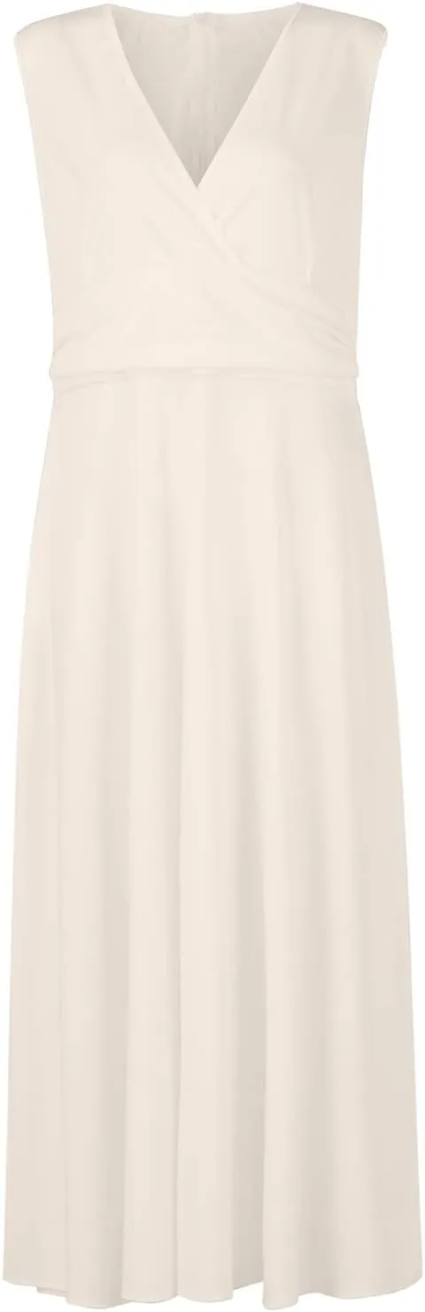 Dresses for Women 2025 Flowy Ruched Sleeveless Beach Dresses Wrap V Neck Floral Printed Maxi Dress Boho Sundresses