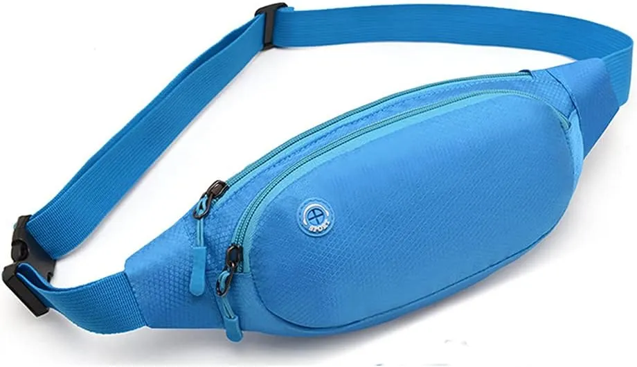 Fanny Packs for Women Men Waterproof Waist Bag Pack Hip Bag with Adjustable Belt for Running, Hiking and Travel (BLUE)