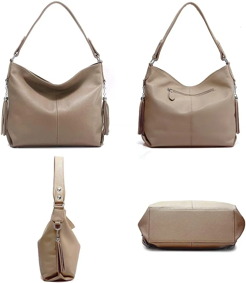 Fashion Soft Real Genuine Leather Tassel Women's Handbag Ladies Shoulder Tote Messenger Hobo Bag Satchel
