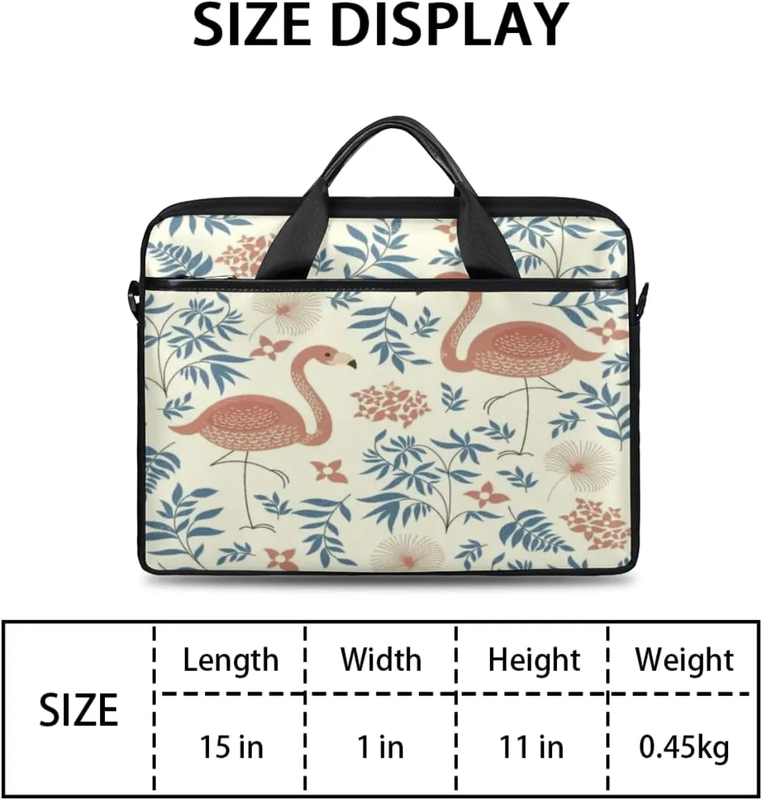 Flamingo Floral Petal Patterned Laptop Shoulder Messenger Bag Waterproof Laptop Briefcase