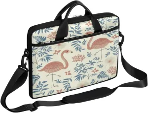 Flamingo Floral Petal Patterned Laptop Shoulder Messenger Bag Waterproof Laptop Briefcase