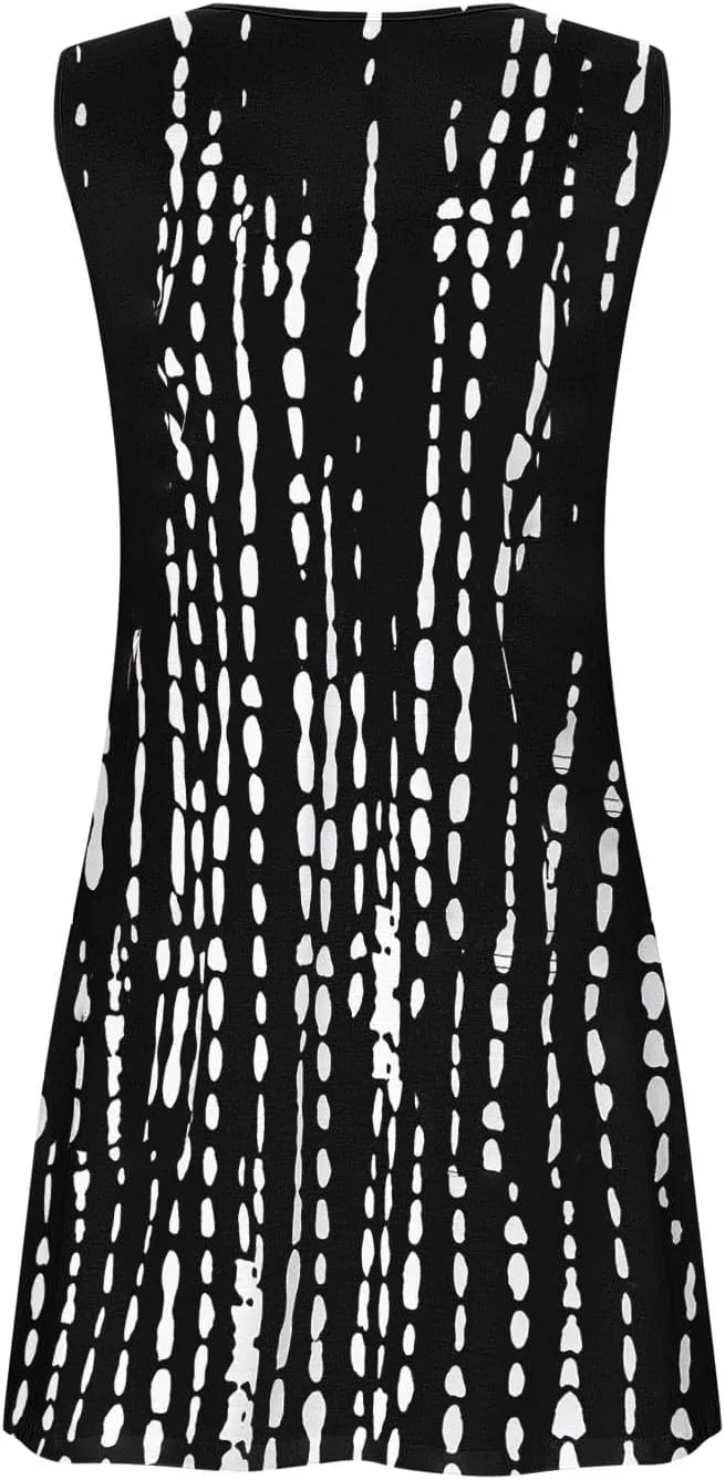 Floral Dress for Women Casual Button Trim Sleeveless V Neck Mini Sundress O-Ring Straps Cover Ups Beach Tank Dresses
