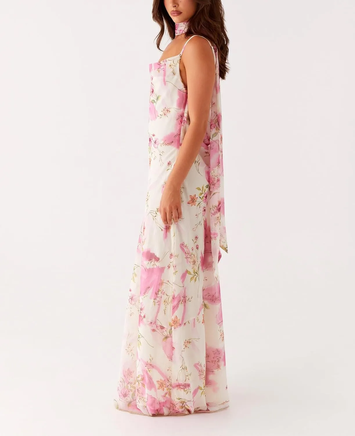 Floral Spaghetti Strap Maxi Dress Mesh Bodycon Sexy Backless Open Back Tie Up Slip Party Long Dresses Summer Sundress