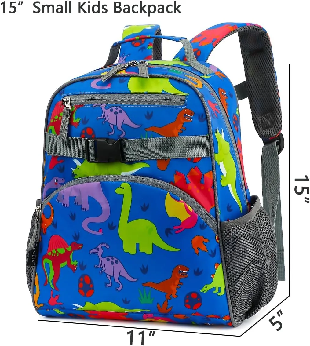 FlowFly Kids Backpack for Toddler Boys Girls, Simple Lightweight Bookbag for Daycare Kindergarten Elementary School Travel, Small Modern Bag (Medium 15''), Clear