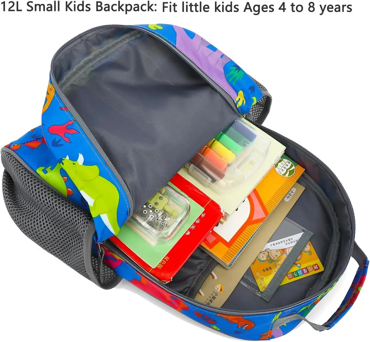 FlowFly Kids Backpack for Toddler Boys Girls, Simple Lightweight Bookbag for Daycare Kindergarten Elementary School Travel, Small Modern Bag (Medium 15''), Clear