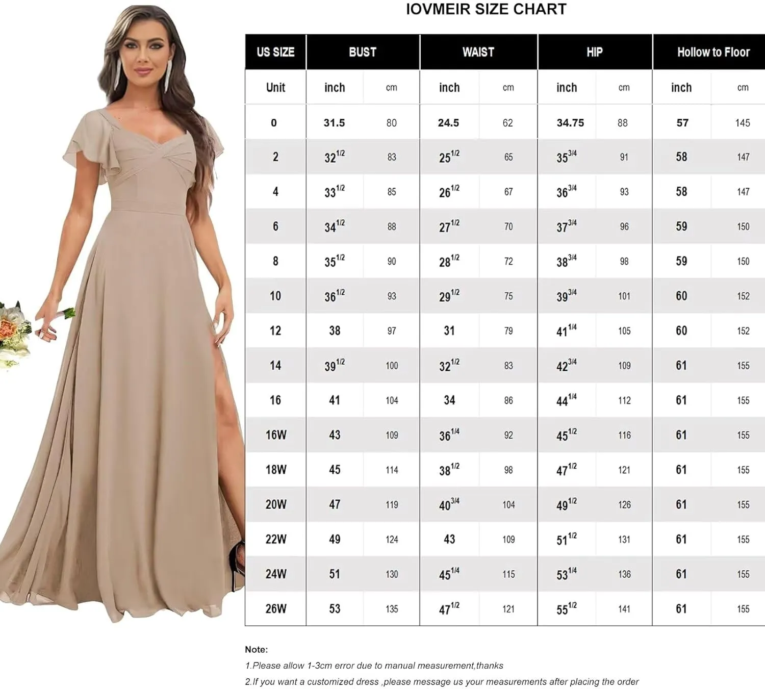 Flutter Short Sleeve Chiffon Bridesmaid Dresses for Women Long Ruched Square Neck Formal Evening Gown with Pockets