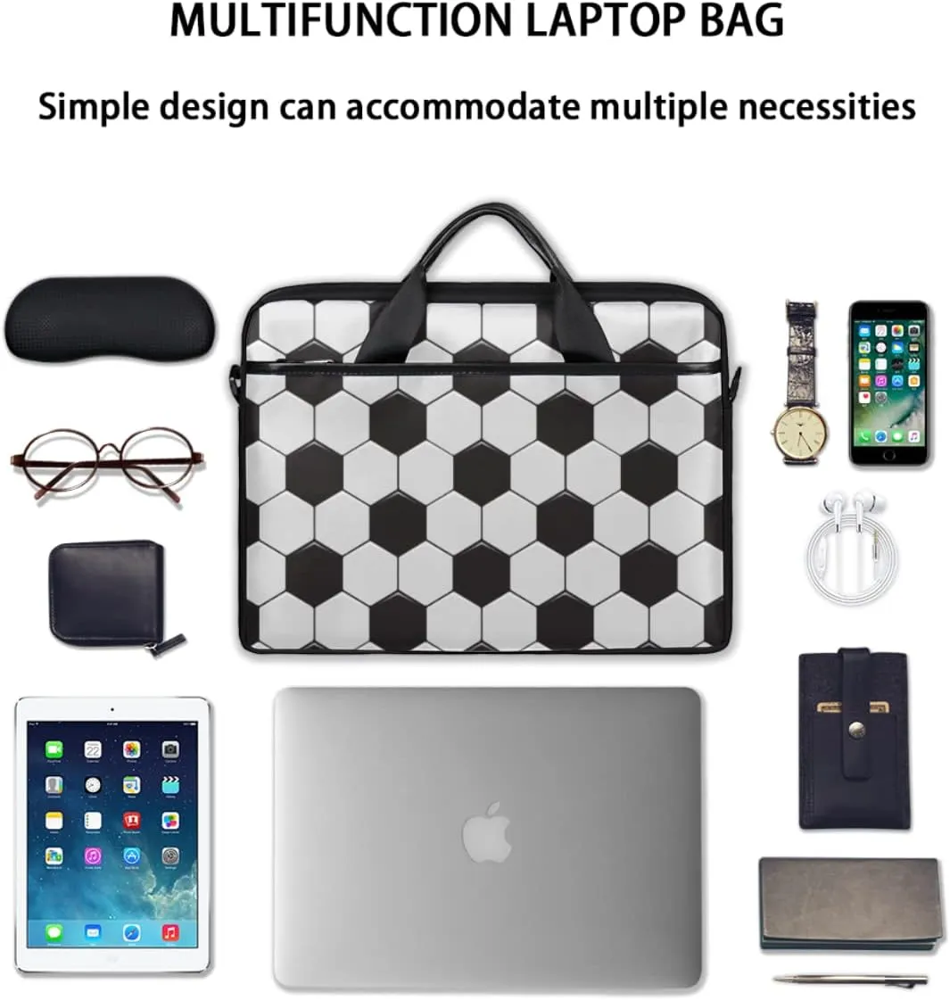 Football Soccer Ball Sport Laptop Shoulder Messenger Bag Waterproof Laptop Briefcase with Handle and Padded Strap Case Sleeve