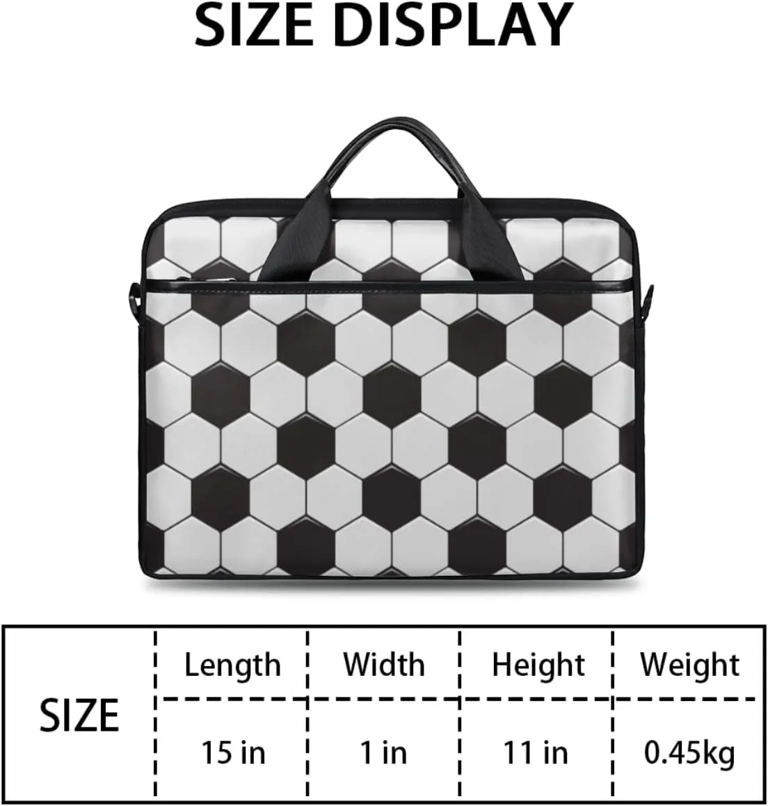Football Soccer Ball Sport Laptop Shoulder Messenger Bag Waterproof Laptop Briefcase with Handle and Padded Strap Case Sleeve