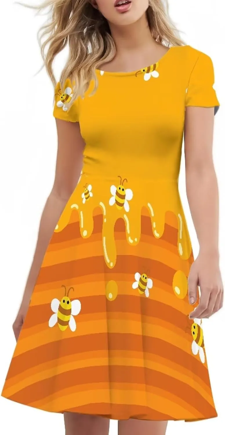 Forchrinse Purple Galaxy Starry Space Womens Dress Short Sleeve Summer Sundress Plus Size Tunic Dresses Elegant Midi Dress