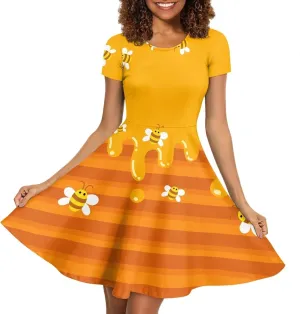 Forchrinse Purple Galaxy Starry Space Womens Dress Short Sleeve Summer Sundress Plus Size Tunic Dresses Elegant Midi Dress