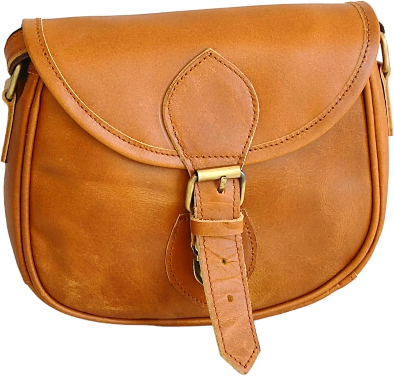 Genuine Buff Leather Womens Small Cross-body Vintage Shoulder Handbag Purse