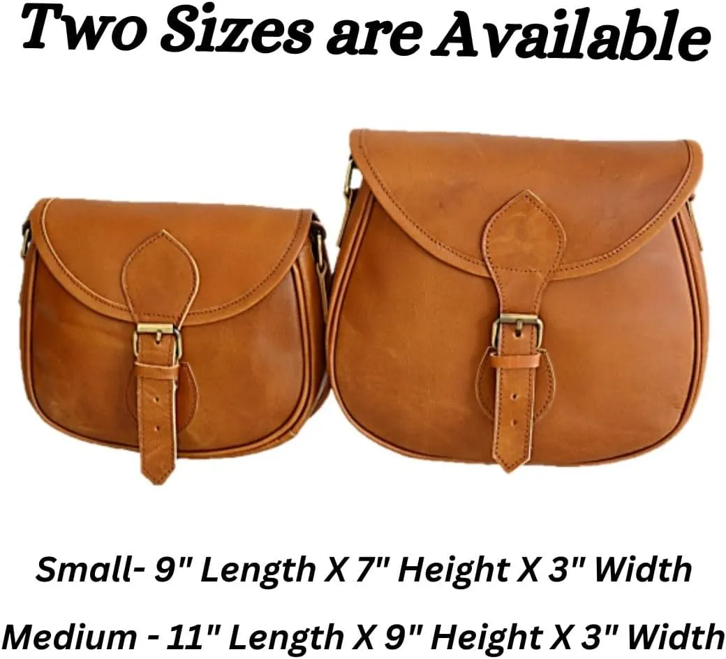 Genuine Buff Leather Womens Small Cross-body Vintage Shoulder Handbag Purse