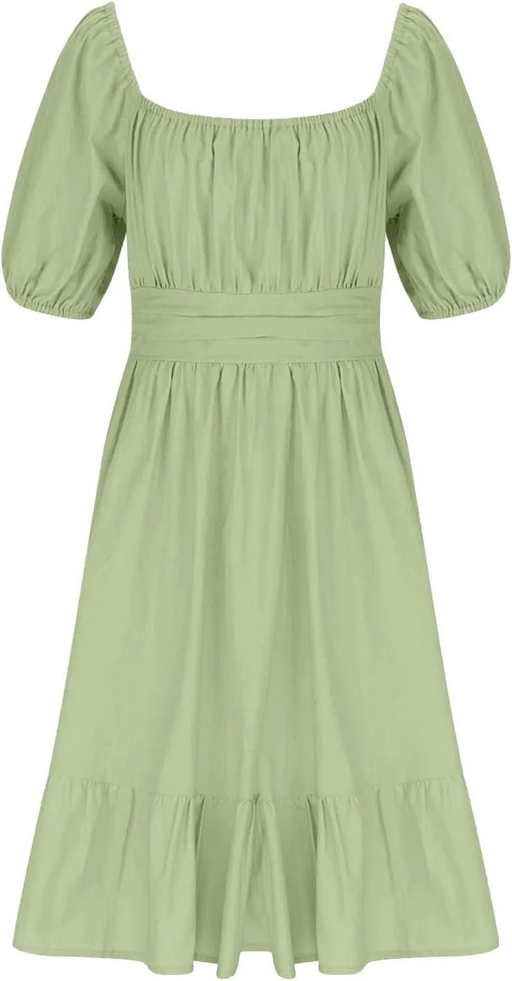 Girls Summer Dress Lantern Sleeve Bow Tie Backless Dresses Ruffle A Line Casual Dresses Tween Pleated Mini Dress
