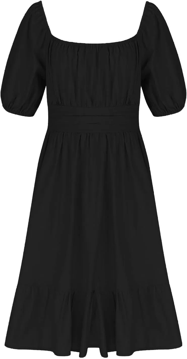 Girls Summer Dress Lantern Sleeve Bow Tie Backless Dresses Ruffle A Line Casual Dresses Tween Pleated Mini Dress