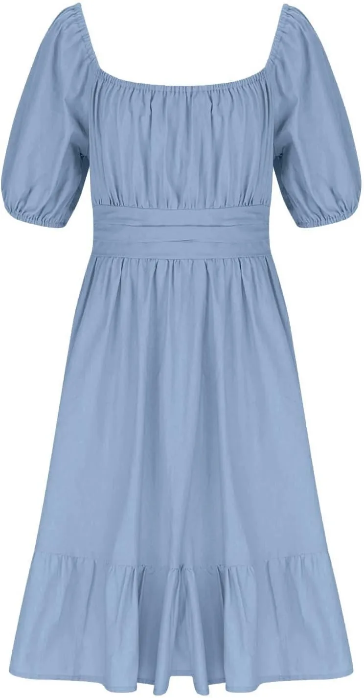Girls Summer Dress Lantern Sleeve Bow Tie Backless Dresses Ruffle A Line Casual Dresses Tween Pleated Mini Dress