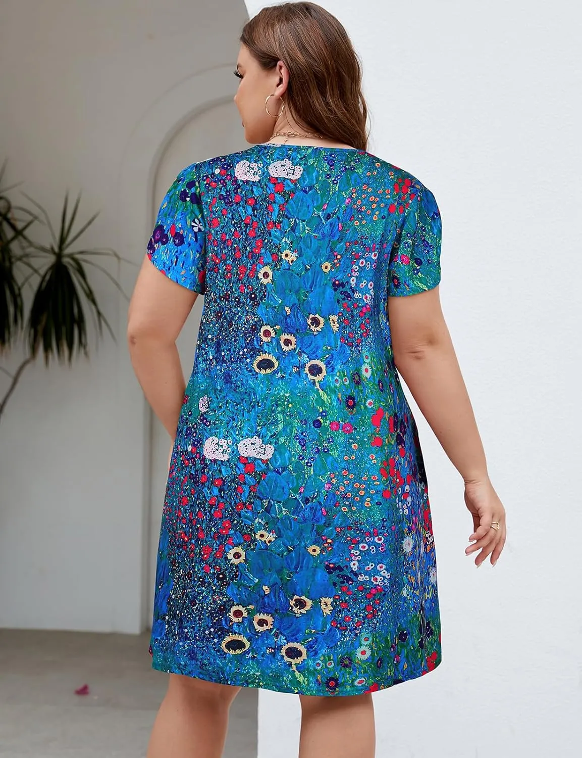 Halife Women's Plus Size Summer Dresses with Pockets Floral Beach Boho Tunic Dresses Flowy Sundresses