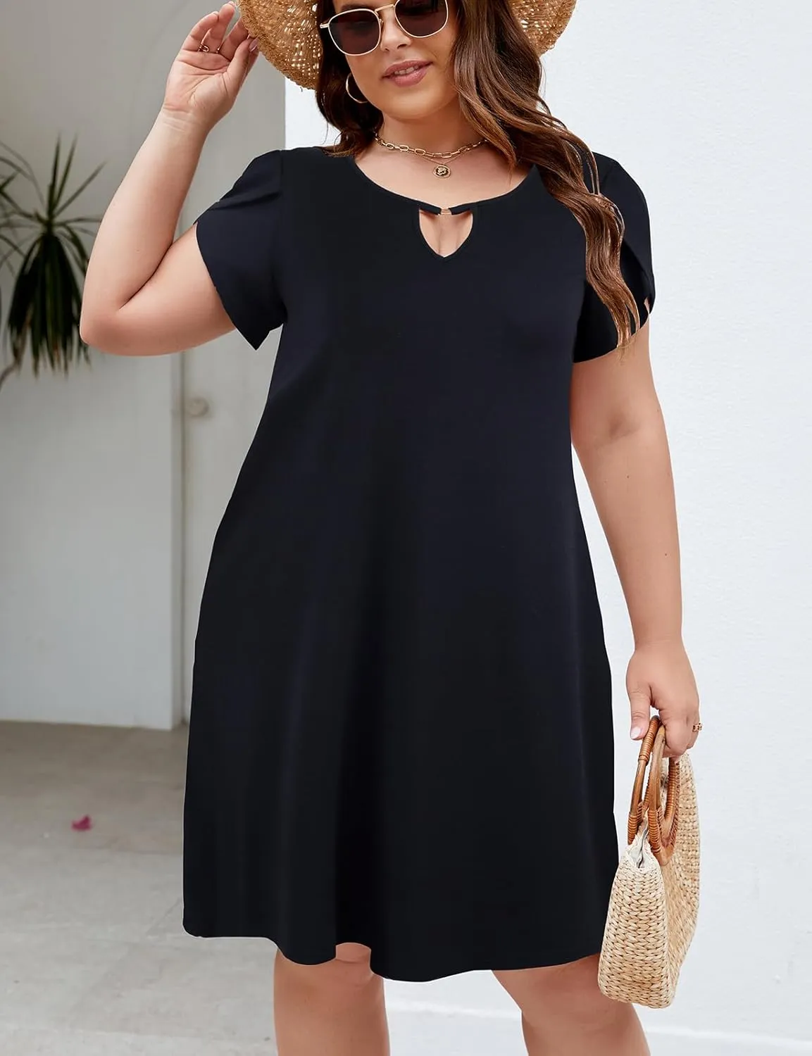 Halife Women's Plus Size Summer Dresses with Pockets Floral Beach Boho Tunic Dresses Flowy Sundresses