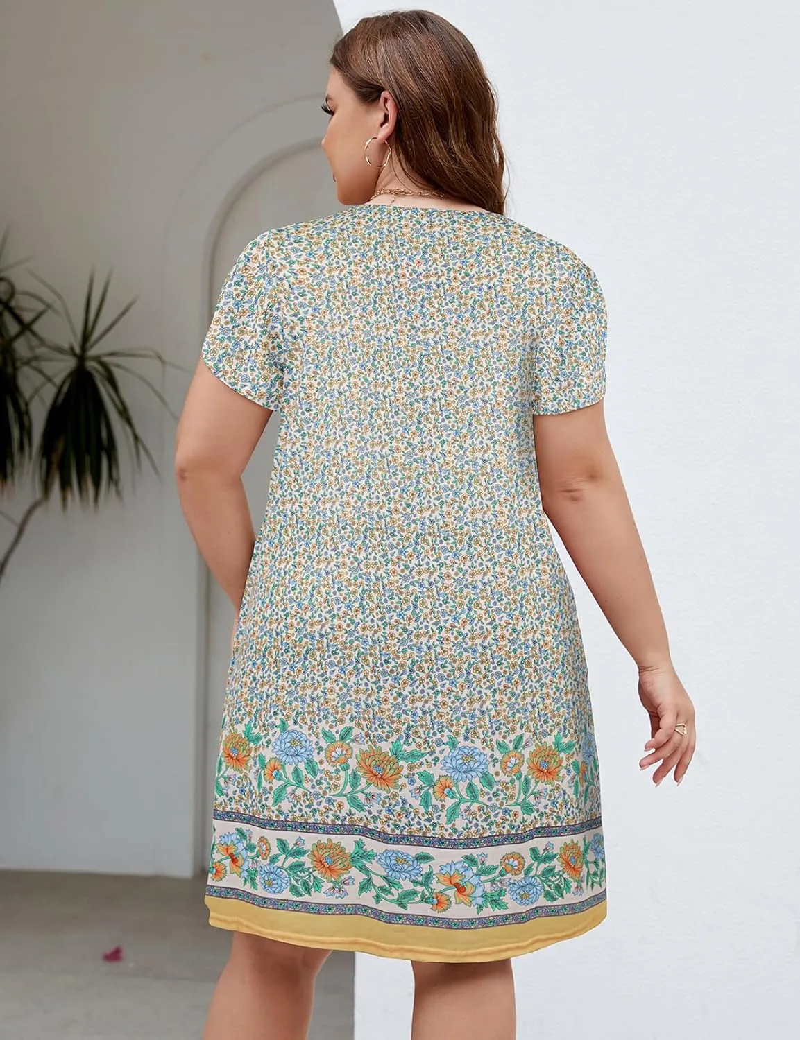 Halife Women's Plus Size Summer Dresses with Pockets Floral Beach Boho Tunic Dresses Flowy Sundresses