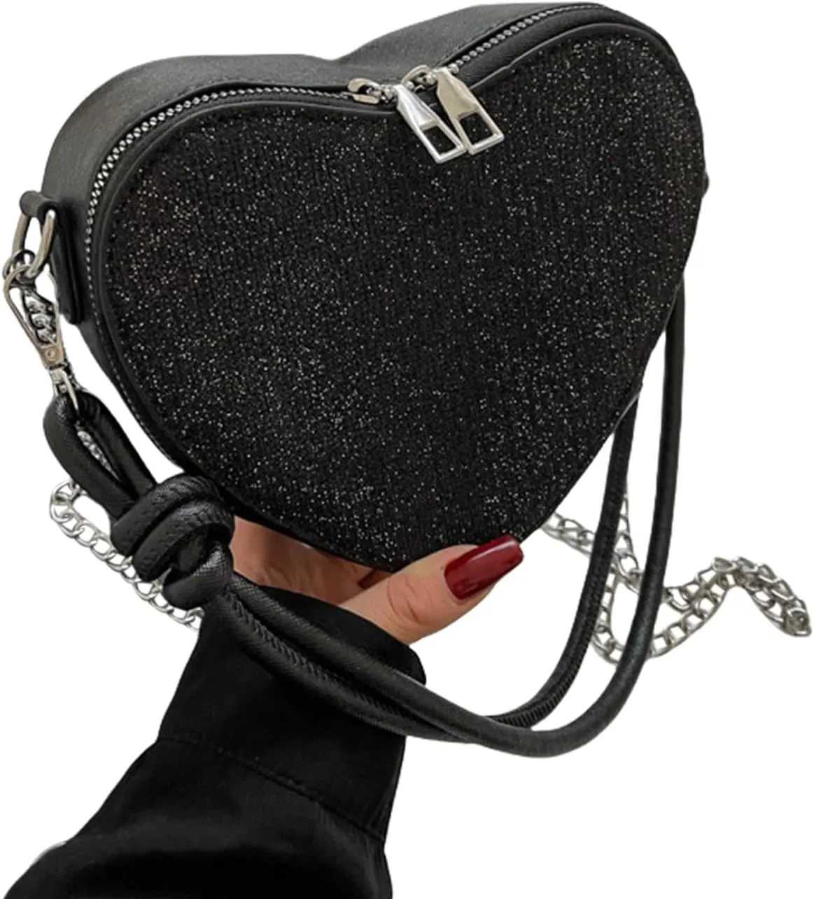 Heart Shape Hobo Purse for Girls Women Rhinestone Leather Crossbody Bag Shoulder Bag Fashion Heart Shape Tote Bag