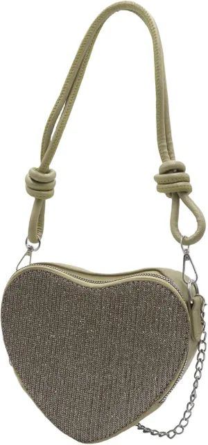 Heart Shape Hobo Purse for Girls Women Rhinestone Leather Crossbody Bag Shoulder Bag Fashion Heart Shape Tote Bag
