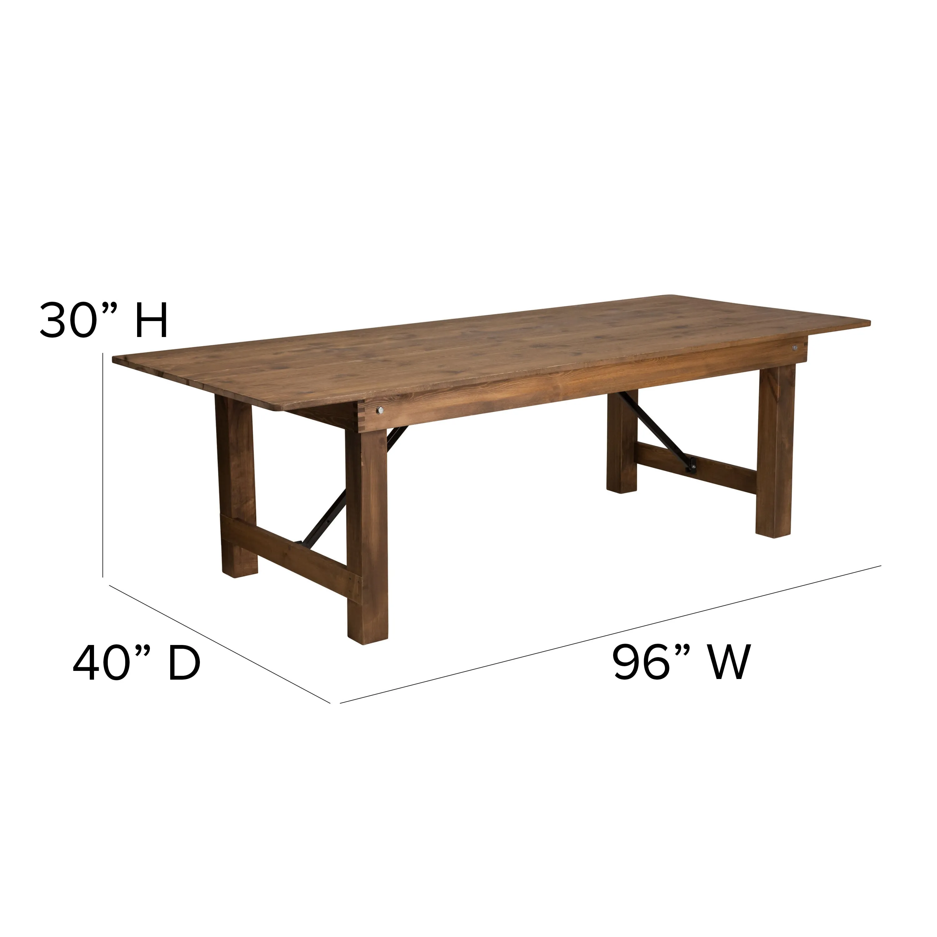 HERCULES Series 8' x 40'' Folding Farm Table Set with 10 Cross Back Chairs and Cushions