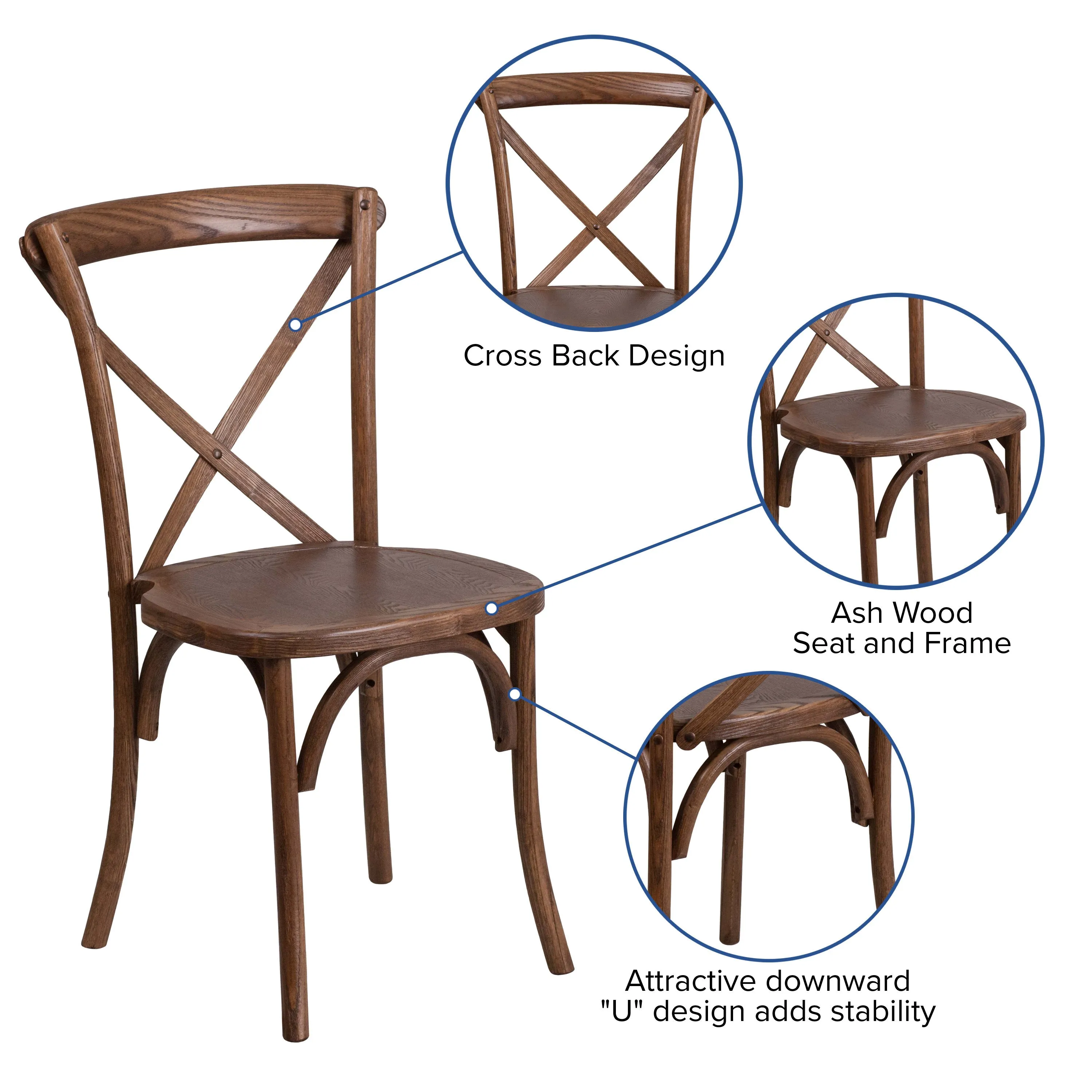 HERCULES Series 8' x 40'' Folding Farm Table Set with 10 Cross Back Chairs and Cushions