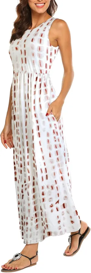 Hount Women's Summer Sleeveless Striped Flowy Casual Long Maxi Dress with Pockets