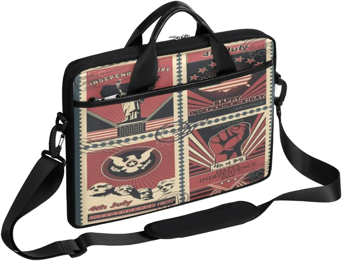 Ikat Texture Laptop Shoulder Messenger Bag Waterproof Laptop Briefcase Handle Padded Strap