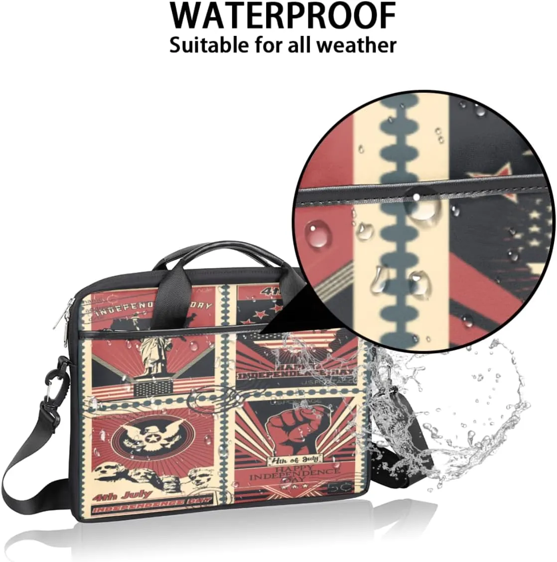 Ikat Texture Laptop Shoulder Messenger Bag Waterproof Laptop Briefcase Handle Padded Strap