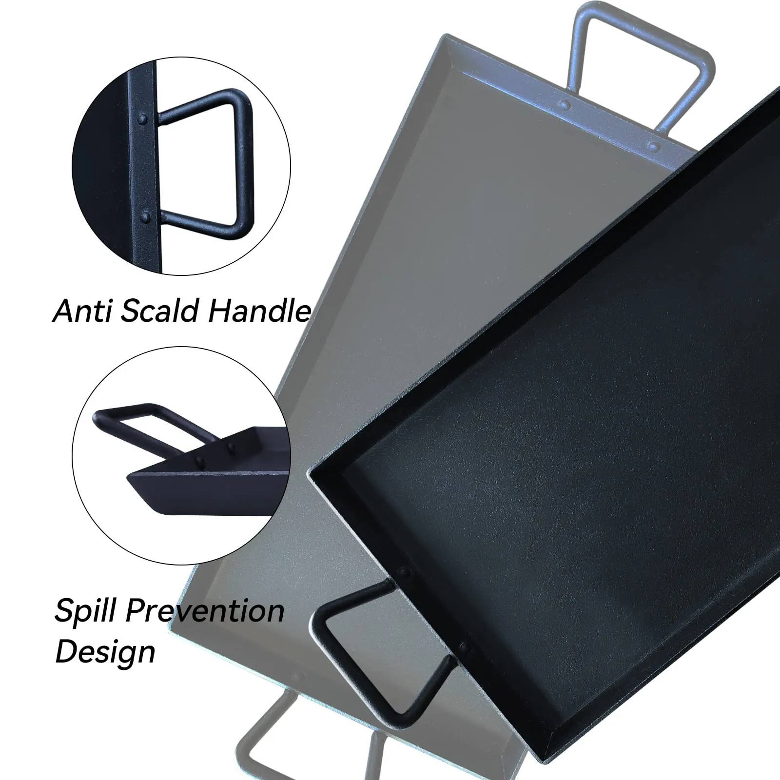 Keleday Pre-Seasoned Cast Iron Griddle Pan with Handles – Non-Stick Grill for Stove Tops and Gas Grills, Ideal for Indoor and Outdoor Cooking, Camping, 17.68 x 10 Inches