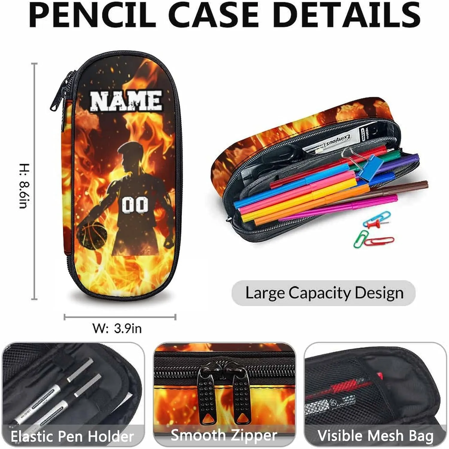 Kids School Backpack Set, Personalized 3PCS Backpacks with Lunch Bag Pencil Case for Boys 10-12, Basketball Bookbag for Primary Middle Preschool, Custom Durable Bookbags for Students
