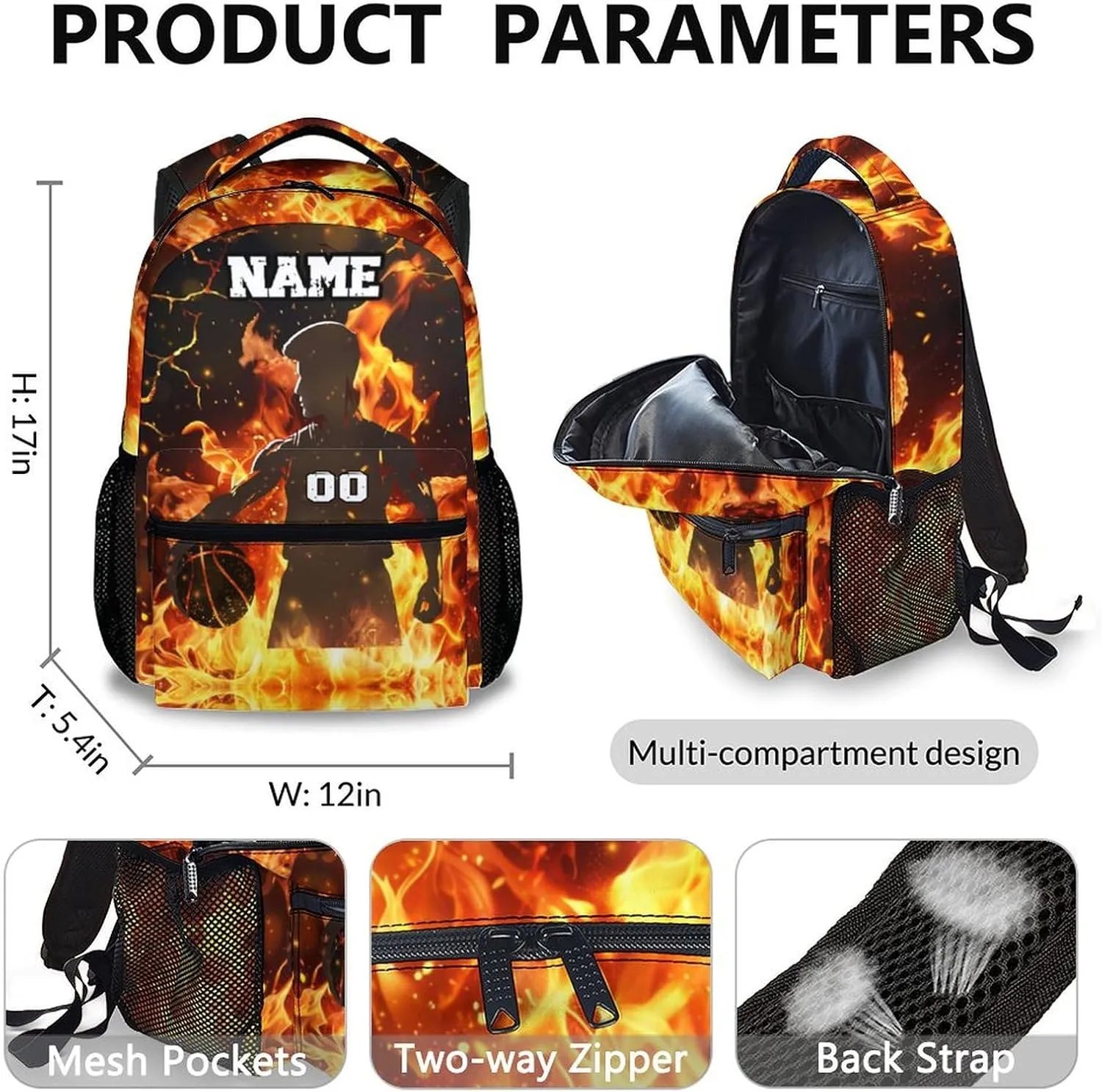 Kids School Backpack Set, Personalized 3PCS Backpacks with Lunch Bag Pencil Case for Boys 10-12, Basketball Bookbag for Primary Middle Preschool, Custom Durable Bookbags for Students