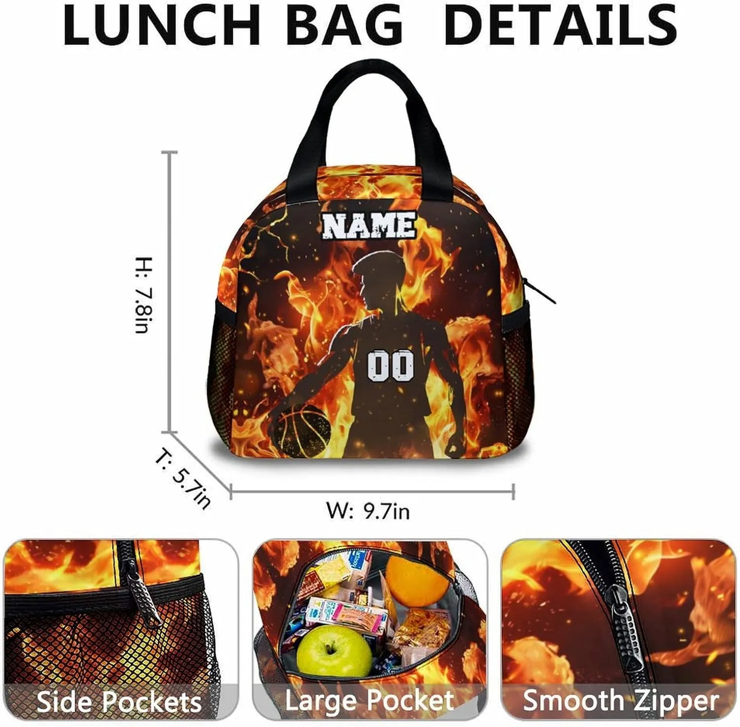 Kids School Backpack Set, Personalized 3PCS Backpacks with Lunch Bag Pencil Case for Boys 10-12, Basketball Bookbag for Primary Middle Preschool, Custom Durable Bookbags for Students