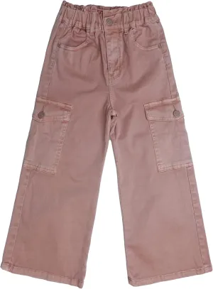 KIDSCOOL SPACE Toddler & Big Child Wide-Leg Cargo Jeans, 18M-14T Ribbed Waist Denim Pants