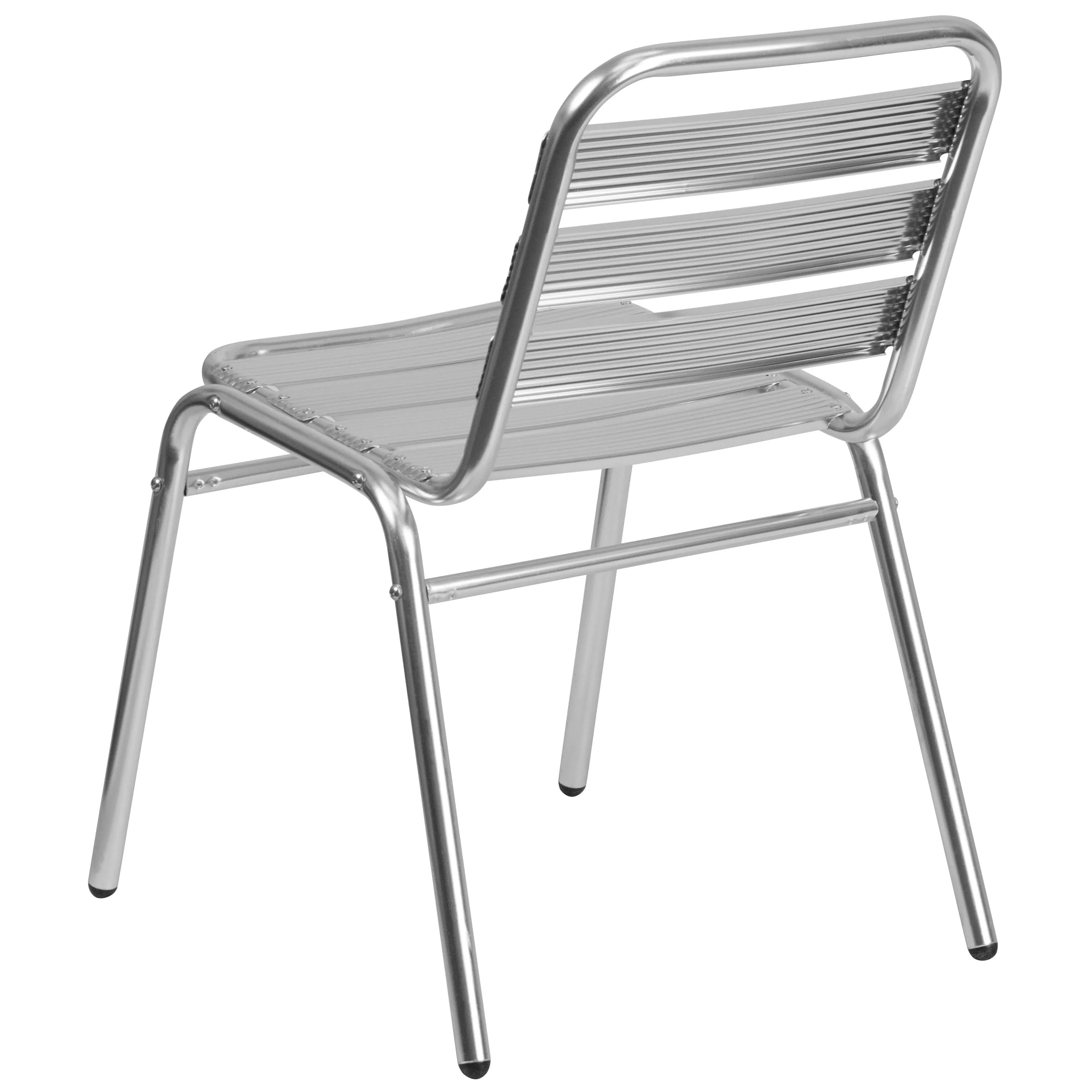 Lila Aluminum Commercial Indoor-Outdoor Armless Restaurant Stack Chair with Triple Slat Back