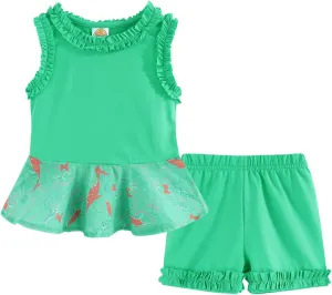 LittleSpring Girls Summer Outfits for Girl Floral Tank Tops and Shorts Casaul Set