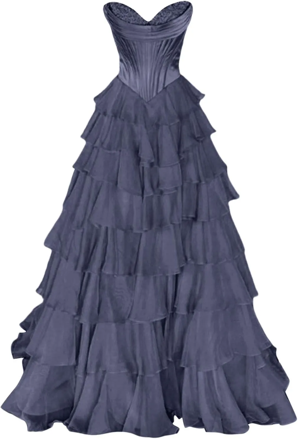 Long Formal Dresses for Women Corset Tiered 2025 Chiffon Strapless Ruffle Prom Dress A-Line Slit Evening Party Gown