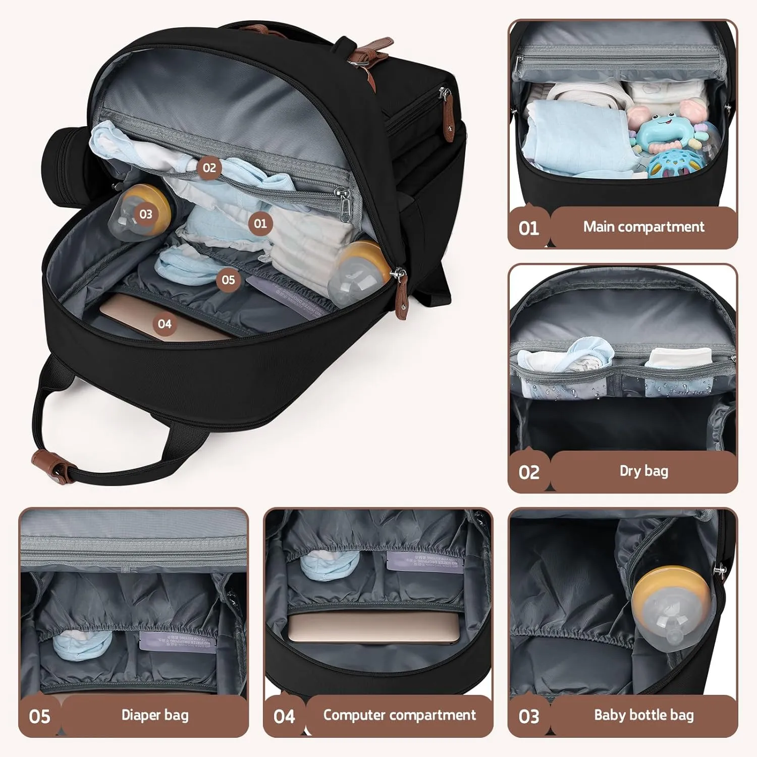Maelstrom Diaper Backpack, 30L Black