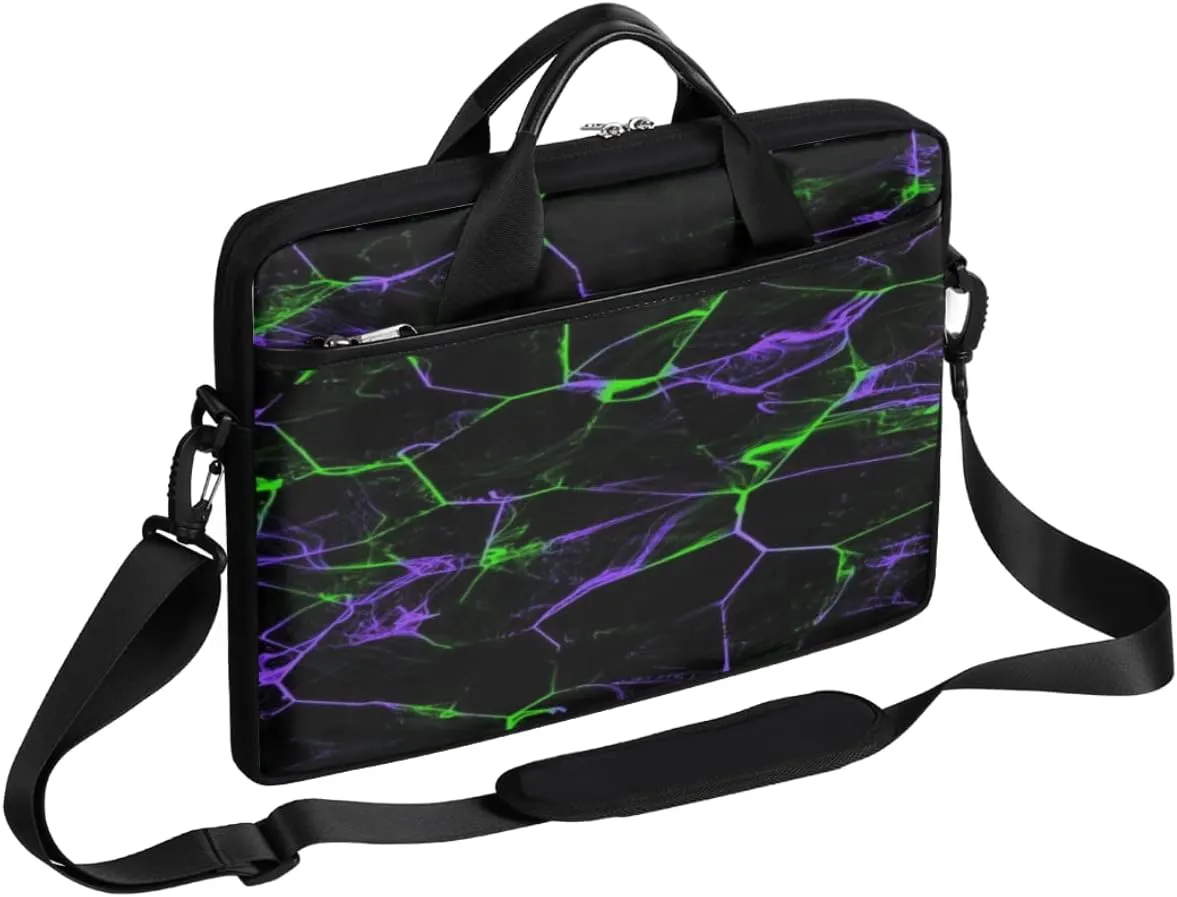 Marble Texture Printed Laptop Shoulder Messenger Bag Waterproof Laptop Briefcase with Handle and Padded Strap Case Sleeve