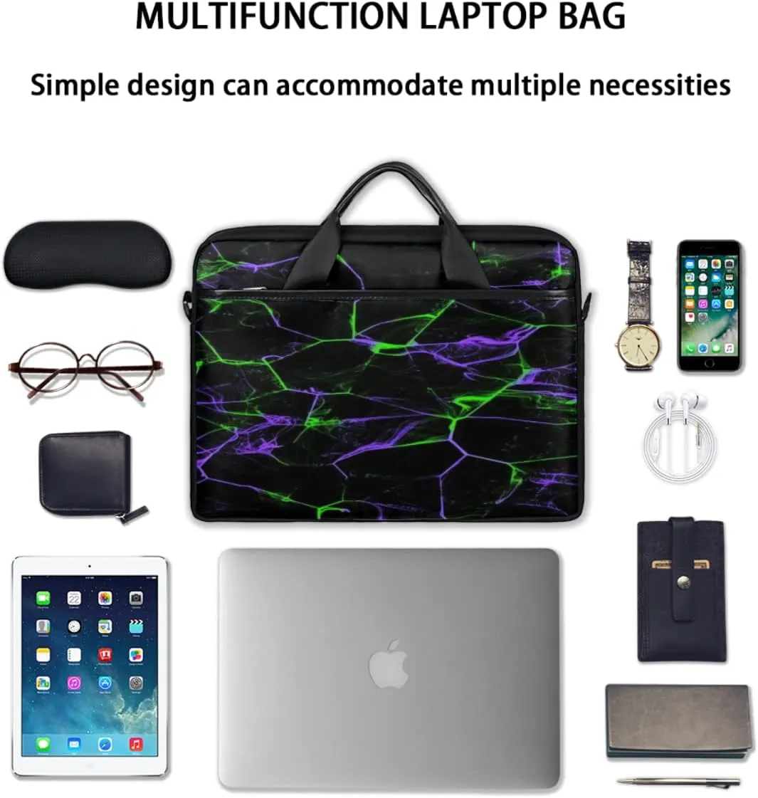 Marble Texture Printed Laptop Shoulder Messenger Bag Waterproof Laptop Briefcase with Handle and Padded Strap Case Sleeve